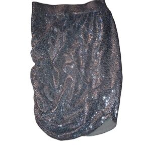 BAO TRANCHI silver sequins tiered silver skirt sz S